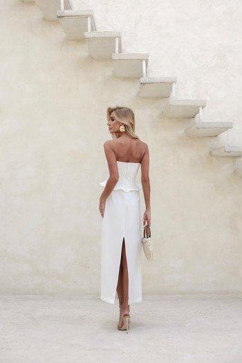 VESTIDO SEPHORA LAÇO BUSTO LONGUETE - OFF WHITE