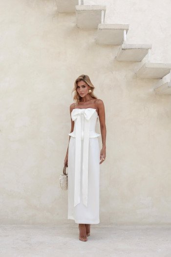 VESTIDO SEPHORA LAÇO BUSTO LONGUETE - OFF WHITE
