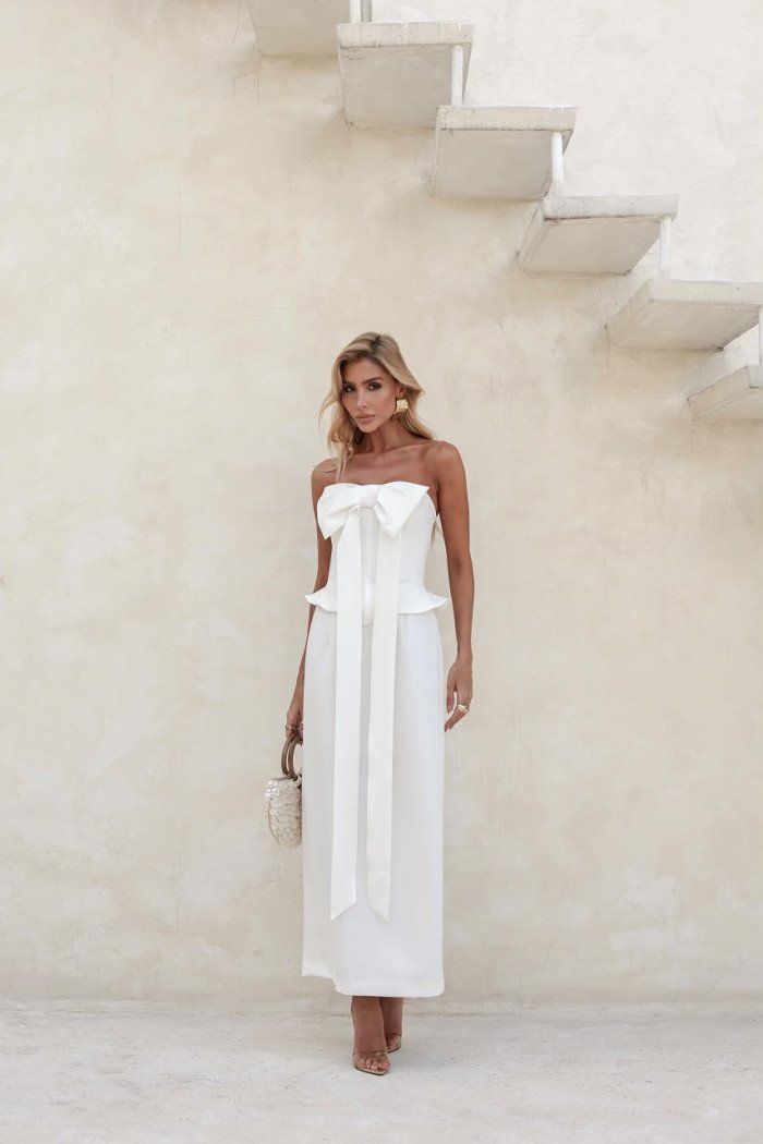 VESTIDO SEPHORA LAÇO BUSTO LONGUETE - OFF WHITE