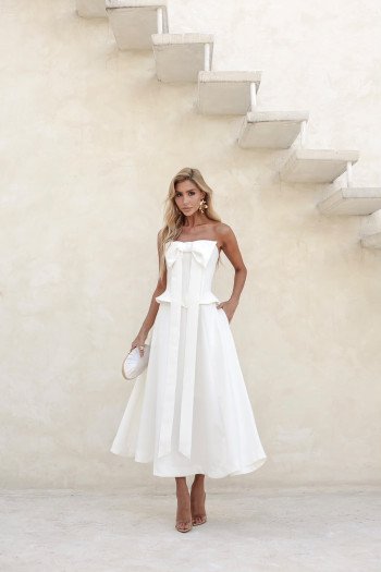 VESTIDO SEPHORA LAÇO BUSTO GODÊ - OFF WHITE