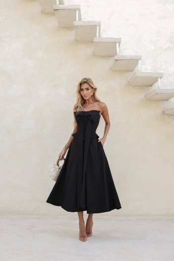 VESTIDO SEPHORA LAÇO BUSTO GODÊ - PRETO