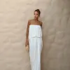 VESTIDO JUJU LONGO BLUSÊ DRAPEADO - BRANCO