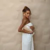 VESTIDO JUJU LONGO BLUSÊ DRAPEADO - BRANCO