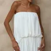 VESTIDO JUJU LONGO BLUSÊ DRAPEADO - BRANCO