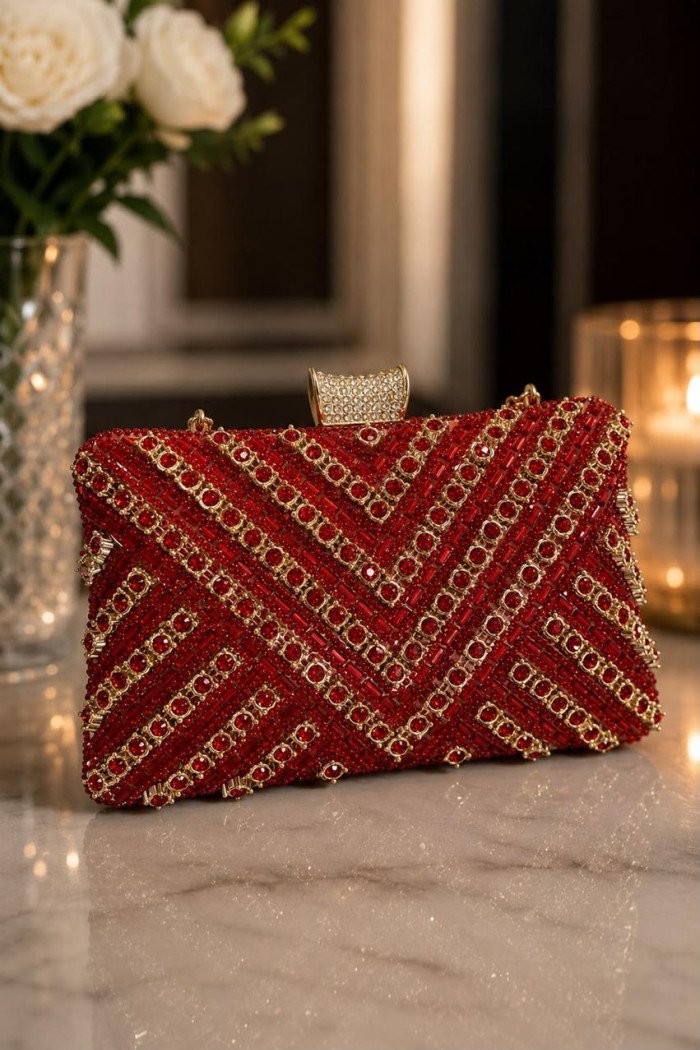 BOLSA FESTA STRASS VALENTINA - VERMELHO