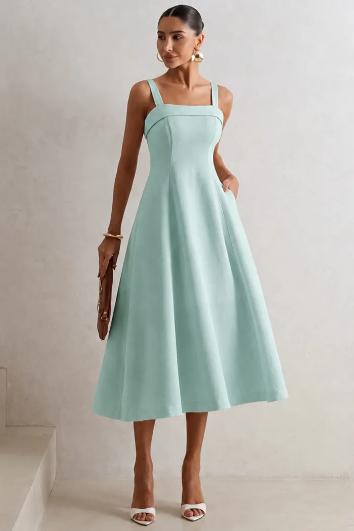 VESTIDO TEODORA COM ALÇA E BOLSOS - VERDE CLARO
