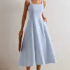 VESTIDO TEODORA COM ALÇA E BOLSOS - AZUL CLARO
