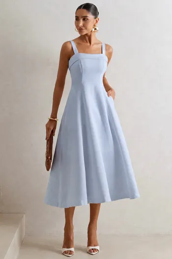 VESTIDO TEODORA COM ALÇA E BOLSOS - AZUL CLARO