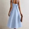 VESTIDO TEODORA COM ALÇA E BOLSOS - AZUL CLARO