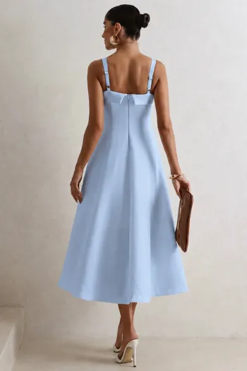 VESTIDO TEODORA COM ALÇA E BOLSOS - AZUL CLARO