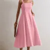 VESTIDO TEODORA COM ALÇA E BOLSOS - ROSA CLARO