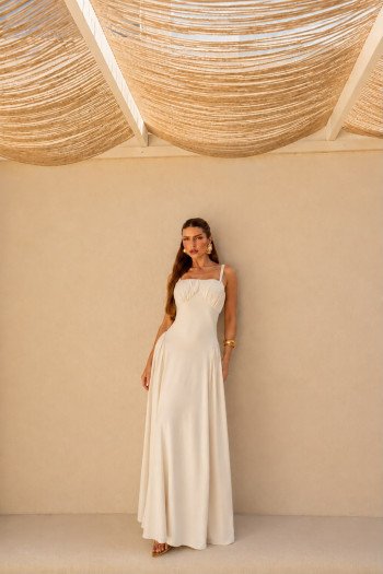 VESTIDO RAISSA BUSTO DRAPEADO - MILK