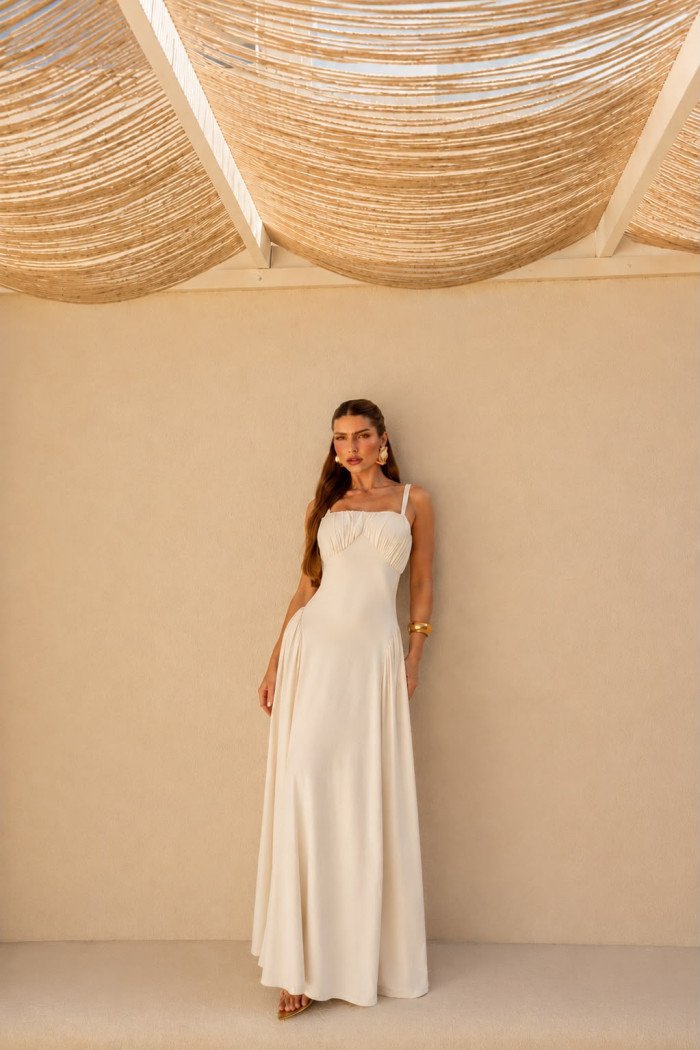 VESTIDO RAISSA BUSTO DRAPEADO - MILK