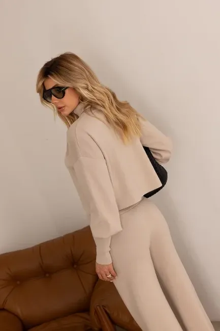 CONJUNTO GEÓRGIA BLUSA E CALÇA MODAL - BEGE