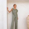 CONJUNTO LÁIS BLUSA ASSIMÉTRICA - ERVA DOCE