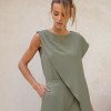 CONJUNTO LÁIS BLUSA ASSIMÉTRICA - ERVA DOCE