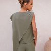 CONJUNTO LÁIS BLUSA ASSIMÉTRICA - ERVA DOCE