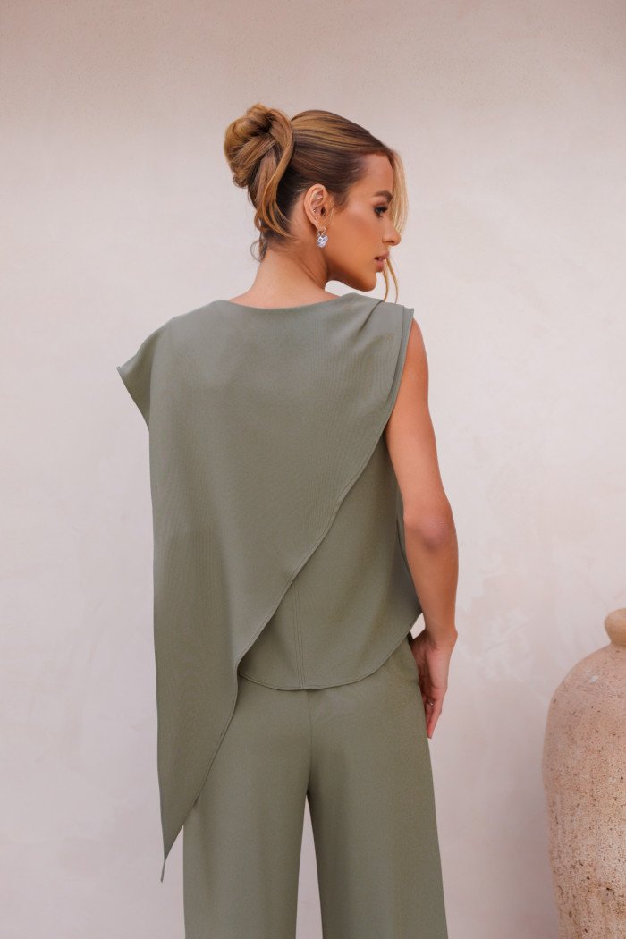 CONJUNTO LÁIS BLUSA ASSIMÉTRICA - ERVA DOCE