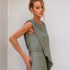 CONJUNTO LÁIS BLUSA ASSIMÉTRICA - ERVA DOCE