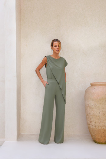 CONJUNTO LÁIS BLUSA ASSIMÉTRICA - ERVA DOCE