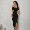 VESTIDO JENNIFER CANELADO OMBRO A OMBRO - PRETO
