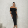 VESTIDO JENNIFER CANELADO OMBRO A OMBRO - PRETO