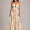 VESTIDO ESTAMPADO ACETINADO TUANE - CHAMPAGNE