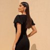 VESTIDO CLARA MIDI MANGA BALONÊ  - PRETO