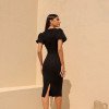 VESTIDO CLARA MIDI MANGA BALONÊ  - PRETO