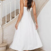 VESTIDO MIDI AMANDA DETALHE VAZADO COM BOLSOS - OFF WHITE