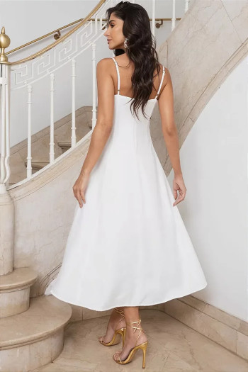 VESTIDO MIDI AMANDA DETALHE VAZADO COM BOLSOS - OFF WHITE