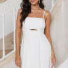 VESTIDO MIDI AMANDA DETALHE VAZADO COM BOLSOS - OFF WHITE