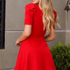 VESTIDO RAISSA COM DETALHE BARBATANA E MANGA COM PREGAS - VERMELHO
