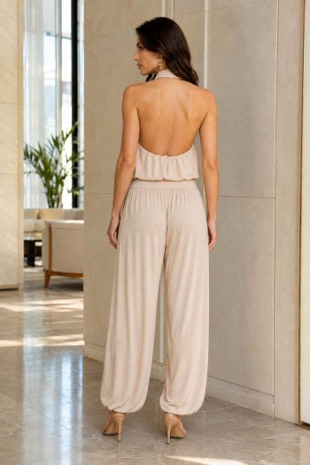 CONJUNTO IPANEMA CALÇA ALADIM E BLUSA FRENTE ÚNICA - CHAMPAGNE
