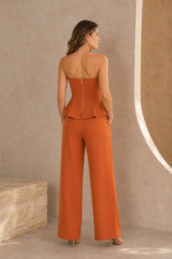 CONJUNTO LEBLON ALFAITARIA BLUSA PEPLUM DETALHE BOTÕES - CORAL