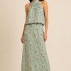 CONJUNTO GARDEN BLUSA E SAIA ESTAMPADA - VERDE SÁLVIA