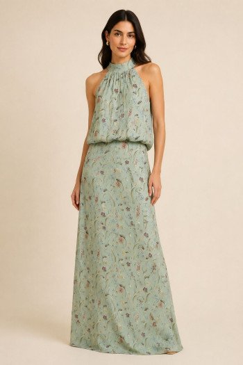 CONJUNTO GARDEN BLUSA E SAIA ESTAMPADA - VERDE SÁLVIA