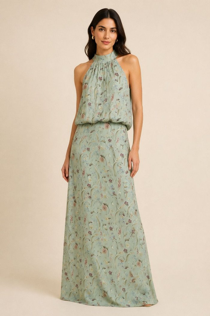 CONJUNTO GARDEN BLUSA E SAIA ESTAMPADA - VERDE SÁLVIA