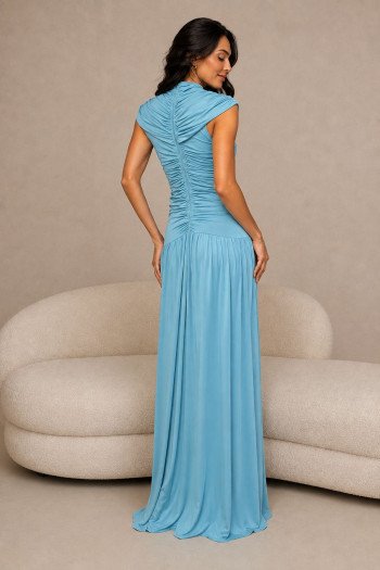 VESTIDO KÁTIA LONGO JERSEY CAPA - AZUL