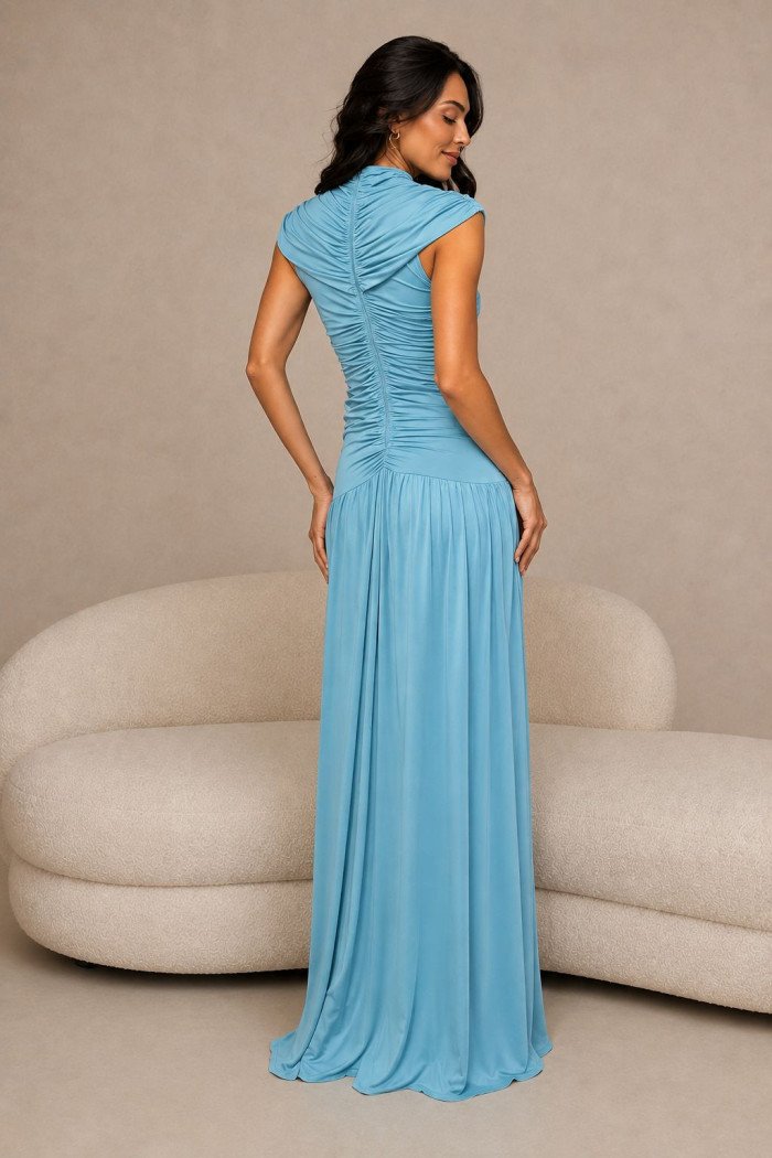 VESTIDO KÁTIA LONGO JERSEY CAPA - AZUL