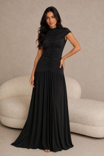 VESTIDO KÁTIA LONGO JERSEY CAPA - PRETO