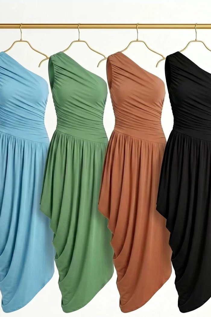 VESTIDO LORENA ASSIMÉTRICO UM OMBRO - PRETO