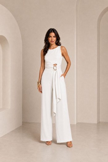 MACACÃO EGITO ALFAIATARIA DETALHE FIVELA - OFF WHITE