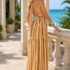 VESTIDO DIANA LONGO CHIFFON FRENTE ÚNICA - AMARELO