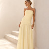 VESTIDO DE FESTA ALICE MICROTULE COM CAPA - AMARELO MANTEIGA