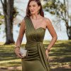 VESTIDO DE FESTA AMÁLIA LONGO UM OMBRO - VERDE OLIVA