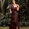 VESTIDO DE FESTA AMÁLIA LONGO UM OMBRO - MARROM