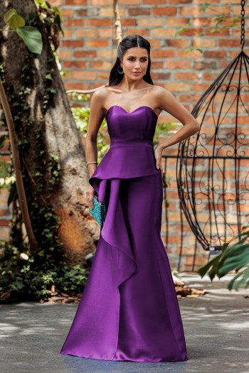 VESTIDO GLAM DECOTE CORAÇÃO ZIBELINE T.Q.C - ROXO