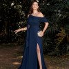 VESTIDO LIVIA UM OMBRO DETALHE FIVELA - AZUL MARINHO