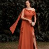 VESTIDO LIVIA UM OMBRO DETALHE FIVELA - TERRACOTA